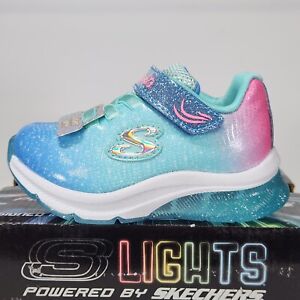 Size 6 Toddler - SKECHERS S Lights Hyper Brights - Aqua