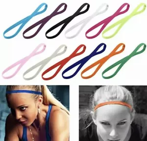 Elastic Thin Yoga Headband Sports Gym Rubber Hair Band Multi Colour Australia - Picture 1 of 13