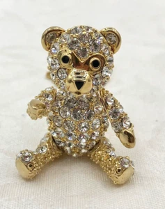 Bob Mackie Pave Strass Teddybär Anhänger Halskette oder Brosche in Goldton - Bild 1 von 5