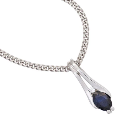 Saphir Anhänger 8 Karat echt Weißgold 333 Diamant Kettenanhänger neu - Bild 1 von 3