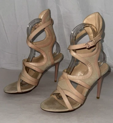 $750❤️38/8 Balenciaga Beige Suede Leather HIGH HEELS GLADIATOR Sandals ITALY - Image 1 of 4