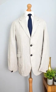 OLIVER SPENCER Ecru 100% Linen Jacket £449 Size 42R/52R XL Blazer Summer Pure - Picture 1 of 14