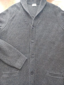 LL Bean Pullover Strickjacke Herren Large Tall LT Schalkragen grau Waffelstrick Baumwolle - Bild 1 von 14