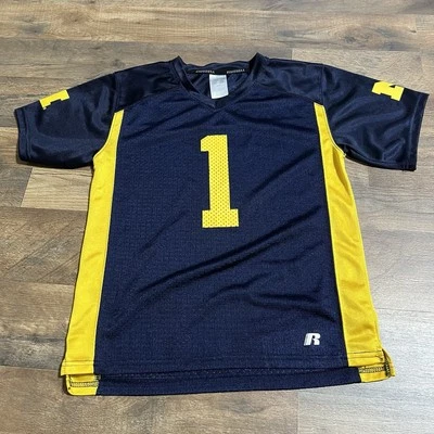 MICHIGAN WOLVERINES Football Jersey YOUTH Sz M Medium Russell Athletic #1 Mesh - Image 1 of 4