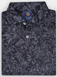 NEW Donald Ross SPORT LARGE Jacques Floral Print Polo Golf Shirt Black - Picture 1 of 2
