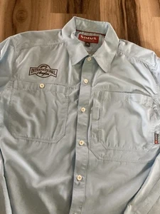 Simms Fishing Shirt Mens XLarge Quick Dry Vented long Sleeve Button Up Blue UPF - Picture 1 of 5