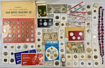 *Estate of Eric Shawn* Junk Drawer Lot Silver Coins Jewelry Random Stuff NR - Image 1 of 4