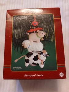 Ornament Weihnachten Barnyard Frolic Tiere Schwein Kuh Farm Carlton Karten 2000 126 - Bild 1 von 3
