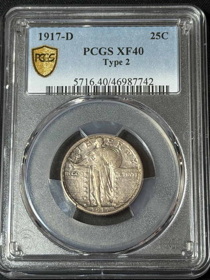 1917-D PCGS XF40 Type 2 Standing Liberty Quarter - Image 1 of 2
