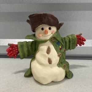 Hallmark Mitford Muñecos de Nieve Miss Rose Muñeco de Nieve Abrigo Verde Marrón Sombrero Rojo Guantes 5 × 7 - Imagen 1 de 7