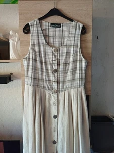 Luftiges Sommerkleid im Landhauslook Gr. 42 Beige ärmellos, Vintage - Bild 1 von 9