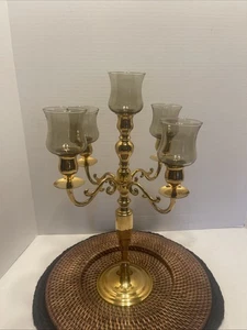 Großer Vintage massiver Messing 4-armiger Kerzenleuchter 5 Kerzenständer 14" hoch - Bild 1 von 12