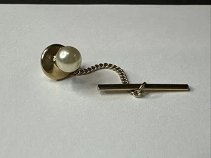 Vintage Perlen & Gold Krawattennadel mit Kette & Stab - Bild 1 von 1