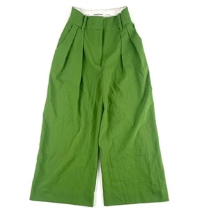 Country Road Wide Leg Wool Pants Womens Size 4 Green High Waist Pleated Zip Fly - Picture 1 of 12