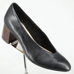 Bella Vita Shoes Womens 5 M Black Leather Pumps Block Heels Almond Toe New - Picture 1 of 13