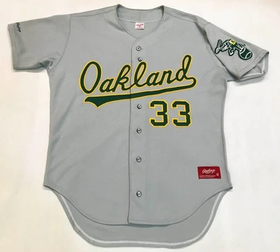 Camiseta deportiva vintage Rawlings MLB Oakland Athletics CANSECO #33 talla 48 gris cosida EE. UU. Foto 1 de 4