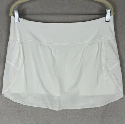 Athleta Run With It Skort Size L White Color Stretch Breathable Pocket Mini 14" - Image 1 of 4