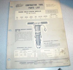 THOR Elektrowerkzeug Werkzeug Teileliste Handbuch No338 Rock Dill 1974 - Bild 1 von 3