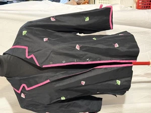 Silkland Jacke Damen 10 schwarz rosa Borte bestickt Sonnenschirm Seide gefüttert Schleife - Bild 1 von 11