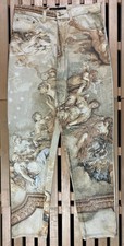 Mens Renaissance Denim Pants Roberto Cavalli Vintage Printed Angel Size M 