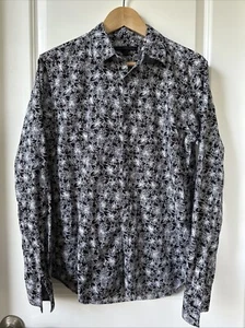 John Varvatos Shirt Mens Size Small Black White USA Floral All Over Print Preppy - Picture 1 of 7