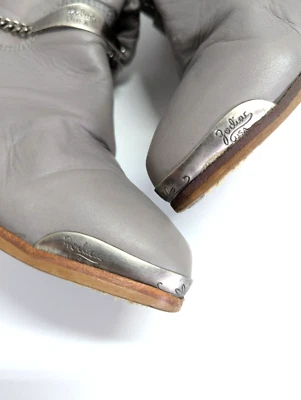 Zodiac Leather Cowgirl  Slouch Boots Women 7 Metal Accent Toe Metal Anklet Vtg - Image 1 of 4