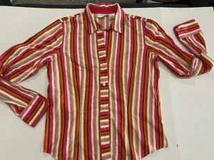 Camisa Liz Claiborne Talla 6 Multicolor Cuello Abotonada Informal Vestido Top NUEVO - Imagen 1 de 4