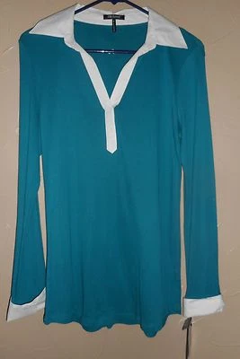 NUEVO Daisy Fuente Manga Larga MEZCLA DE ALGODÓN Carrera TOP TALLA MEDIANA   Foto 1 de 4