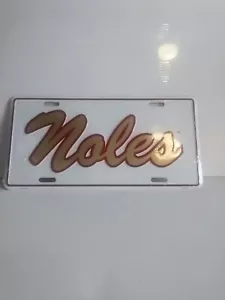 Florida State Seminolen FSU Baseball weiß und gold Metall Nummernschild Football - Bild 1 von 2