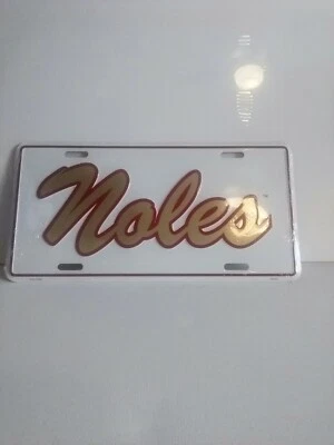 Florida State Seminoles FSU Baseball White and Gold Metal License Plate Football - Image 1 of 2