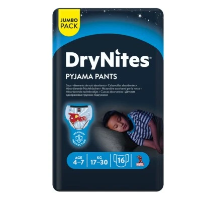 HIGGIES Huggies DryNites® 4-7 Jahre / 17-30 KG für Jungen (16 Stück Einzelpack)