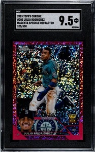 2023 Topps Chrome #200 Julio Rodriguez Magenta Speckle Refractor /350 SGC 9.5MT+ - Picture 1 of 2