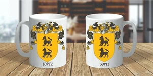 ARMOIRIES HÉRALDIQUES ~ ÉCUSSON DE LA FAMILLE LOPEZ ~ TASSE EN CÉRAMIQUE 11 oz. - Photo 1/1