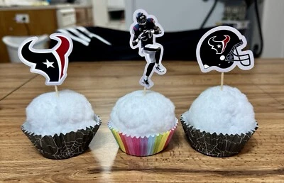 Lote de 12 adornos para cupcakes Houston Texans Foto 1 de 2