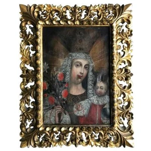 Framed Antique Spanish Colonial Painting Cuzco School - Bild 1 von 10