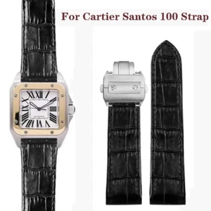 Echt Leder Uhrenarmband passend für Cartier Santos 100 Faltschließe Uhrenarmband - Bild 1 von 27