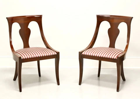 DREXEL HERITAGE Mahogany Empire Style Dining Side Chairs - Pair A Cover