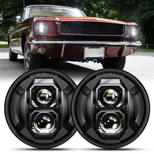 Pair 7" Round LED Headlights High/Low Beam Lamp For Ford F350/250/100 1953-1977 - Picture 1 of 21