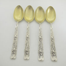 VINE by TIFFANY & Co Sterling 4 Piece Set 5 O'Clock Teaspoons Coffee Spoons Iris