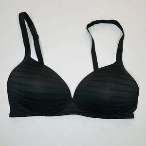 Warners Push Up Bra 38C Wire Free Black Satin Padded Cup Adjustable 11020 - Picture 1 of 11