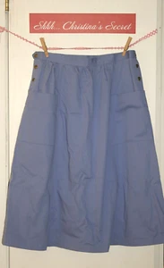 VINTAGE LL BEAN 90s Womens Skirt Cotton Periwinkle A-Line Pockets Sz 18 *XLNT+++ - Picture 1 of 7