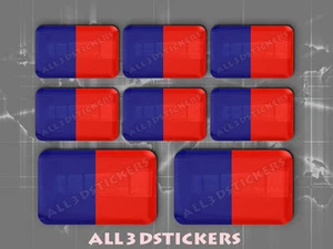 8 x Adesivi Resinati 3D Rettangolare Bandiera Cagliari - Tutte le Bandiere - Picture 1 of 1