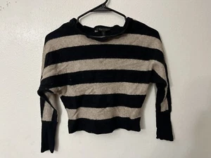 BCBG Max Azria Briwm Black Striped Wool Cashmere Blend Crew-Neck Sweater Size XS - Picture 1 of 7