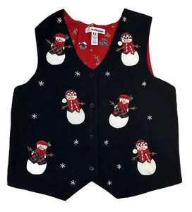 Christie Brooks Vest Vintage XL (16) Girls Christmas Snowman Embroidered Lined - Picture 1 of 3