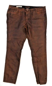 Decree Juniors Brown Button Front Super Skinny Faux Leather Casual Pants 17 - Picture 1 of 8