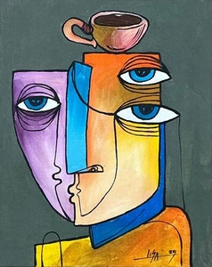 Original Acryl Gemälde 8”x10” auf Leinwand Tafel, signiert + Zertifikat von Lisa. - Bild 1 von 1