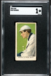 1909 E102 Chief Bender Pittsburgh Caramel SGC 1 PR HOF Philadelphia Athletics - Foto 1 di 2