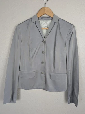 Blazer Ann Taylor LOFT Mujer 2 Gris 100% Seda Forrado Carrera Chaqueta Trabajo Oficina Foto 1 de 4