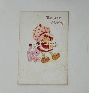 Vintage Strawberry Shortcake Birthday Card American Greetings Cat Cake Ladybug - Picture 1 of 6