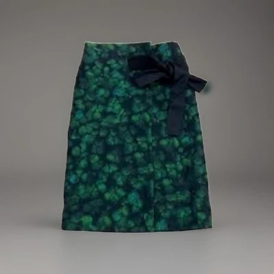 COS Japanese Inspired Wrap Side Tie Skirt Jacquard Navy Green  34 Uk 8 -10 - Image 1 of 4